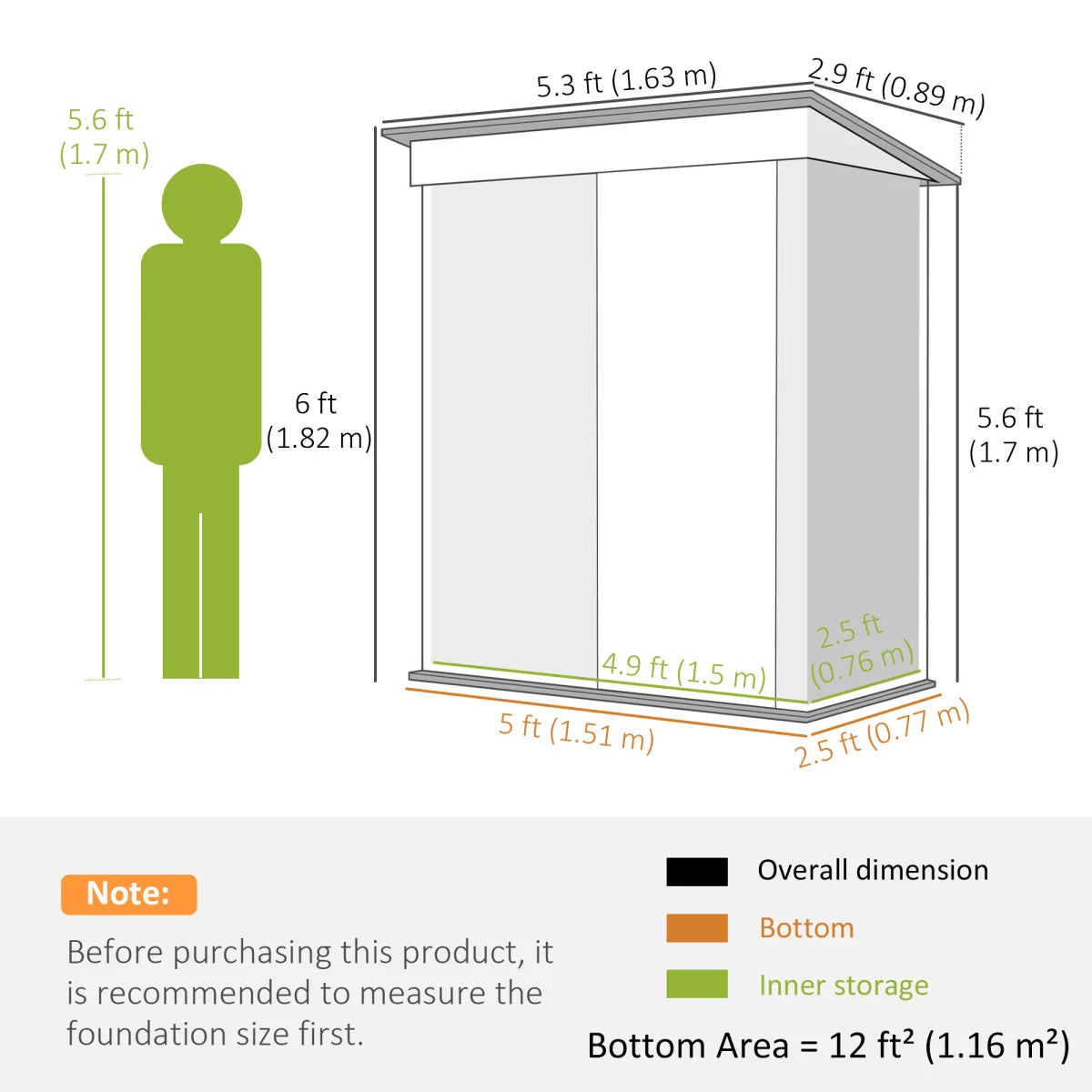 Grünes Gartenhaus aus Metall, 1,5 x 0,9 m